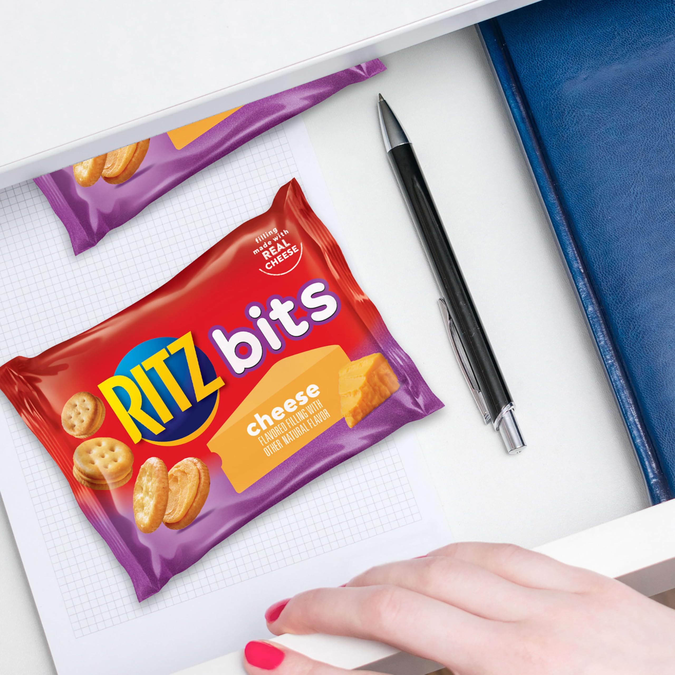 RITZ Bits Cheese Sandwich Crackers, Bulk Lunch Snacks, 48 Snack Packs (4 Boxes) - Image 10