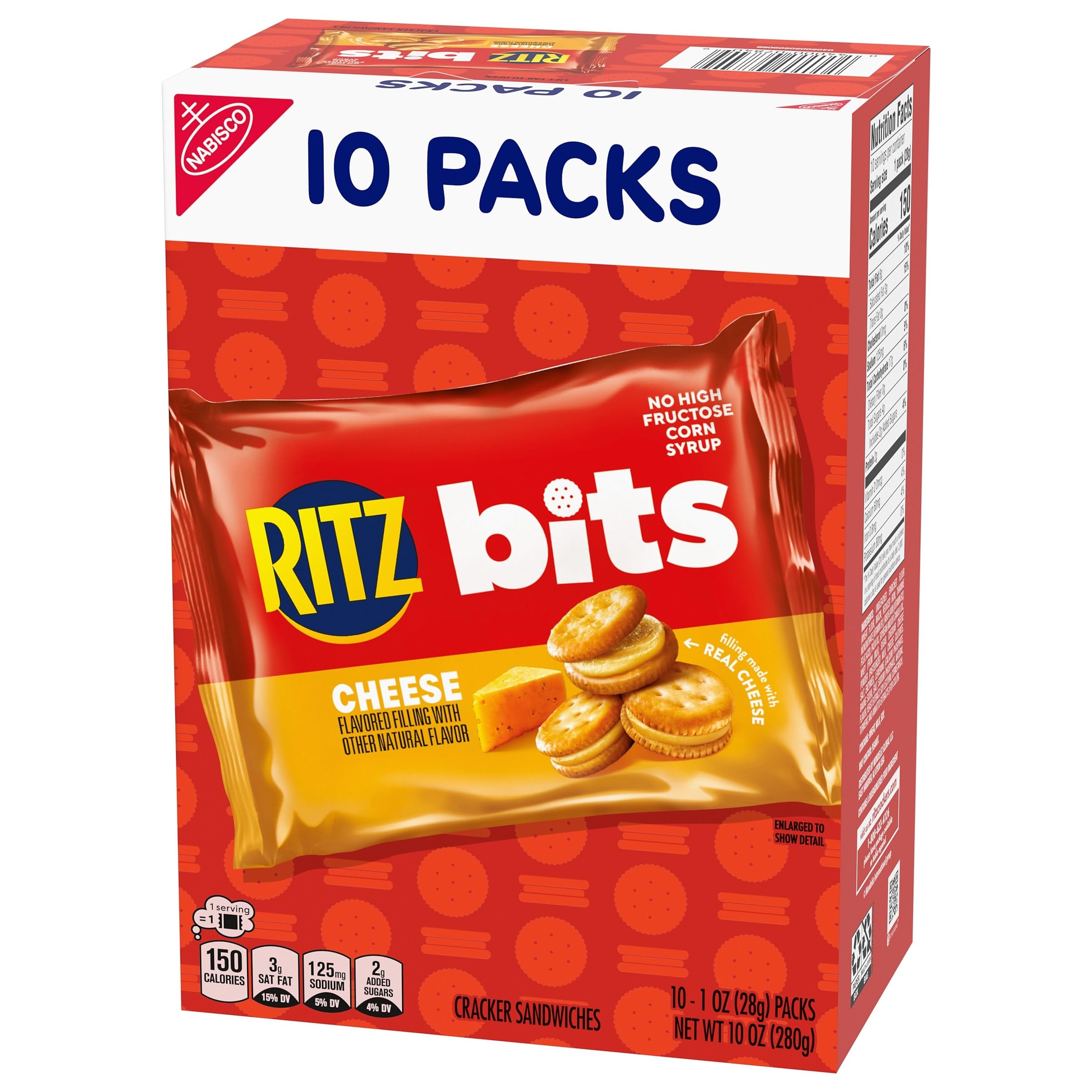 RITZ Bits Cheese Sandwich Crackers, Lunch Snacks, 10 Snack Packs - Image 17