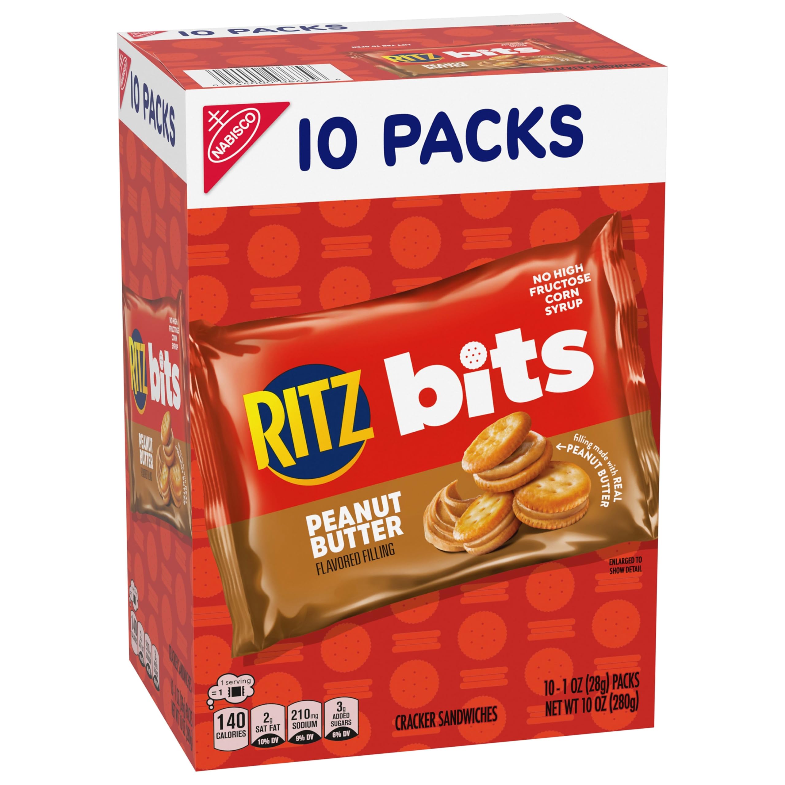 RITZ Bits Peanut Butter Sandwich Crackers, Bulk Lunch Snacks, 40 Snack Packs (4 Boxes) - Image 16