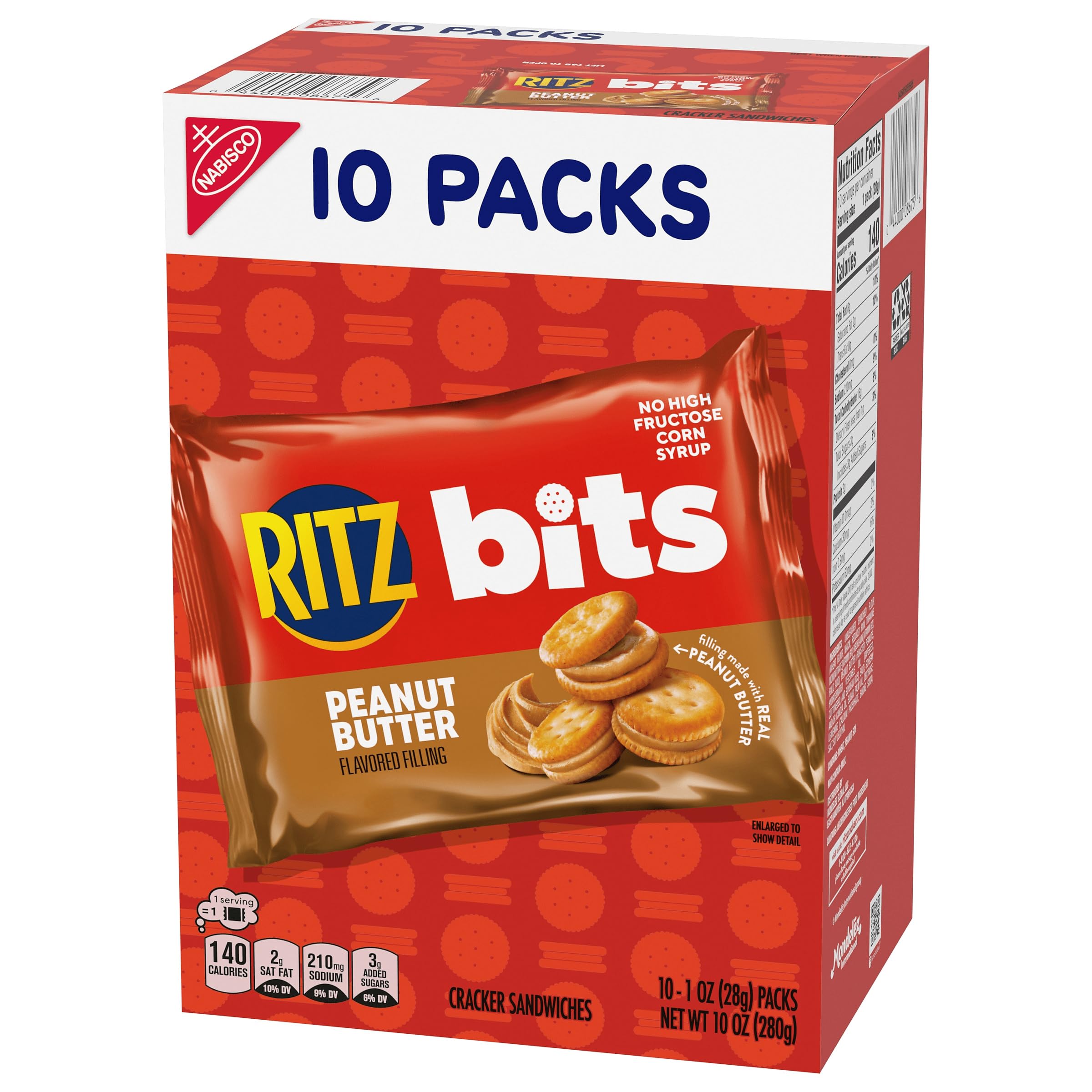 RITZ Bits Peanut Butter Sandwich Crackers, Lunch Snacks, 10 Snack Packs - Image 16