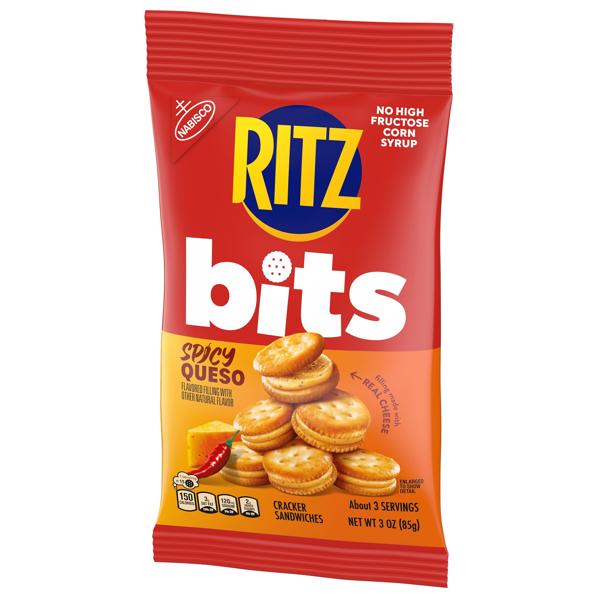 RITZ Bits Spicy Queso Cheese Sandwich Crackers, Snacks for Kids and Adults, Lunch Snacks, 3 oz - Image 13