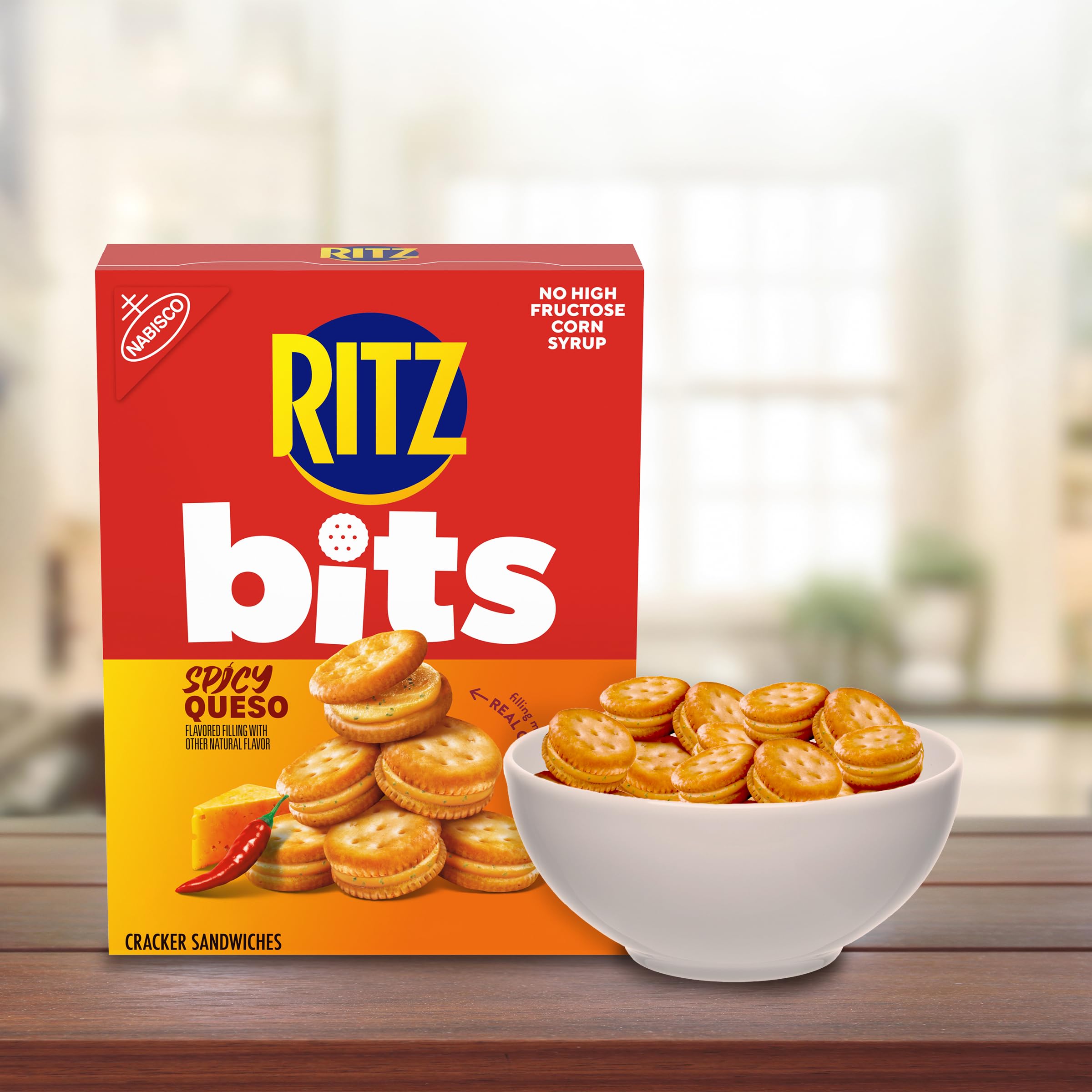 RITZ Bits Spicy Queso Cheese Sandwich Crackers, Snacks for Kids and Adults, Lunch Snacks, 8.8 oz - Image 8