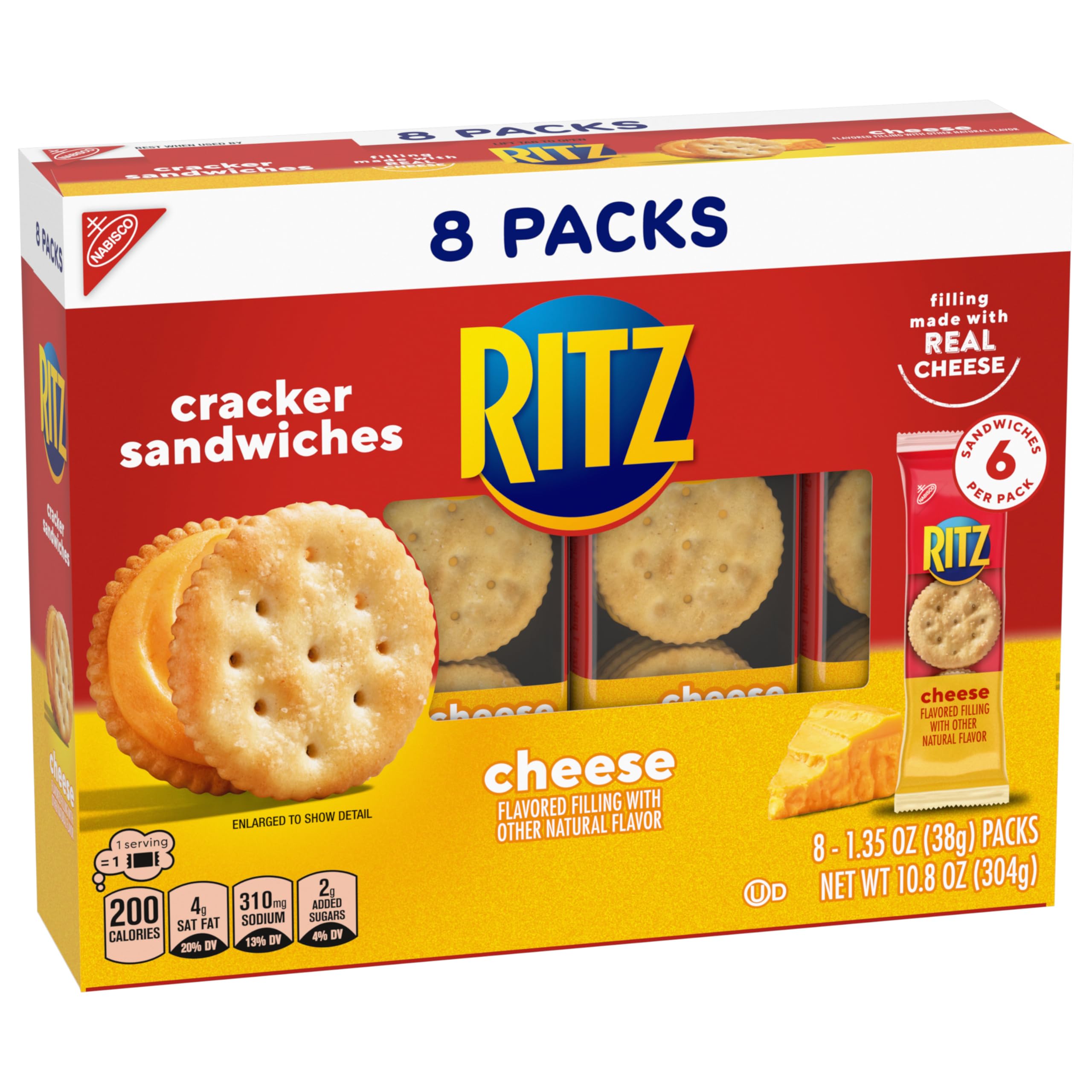 RITZ Cheese Sandwich Crackers, Lunch Snacks, 112 Snack Packs (14 Boxes, 6 Crackers Per Pack) - Image 14