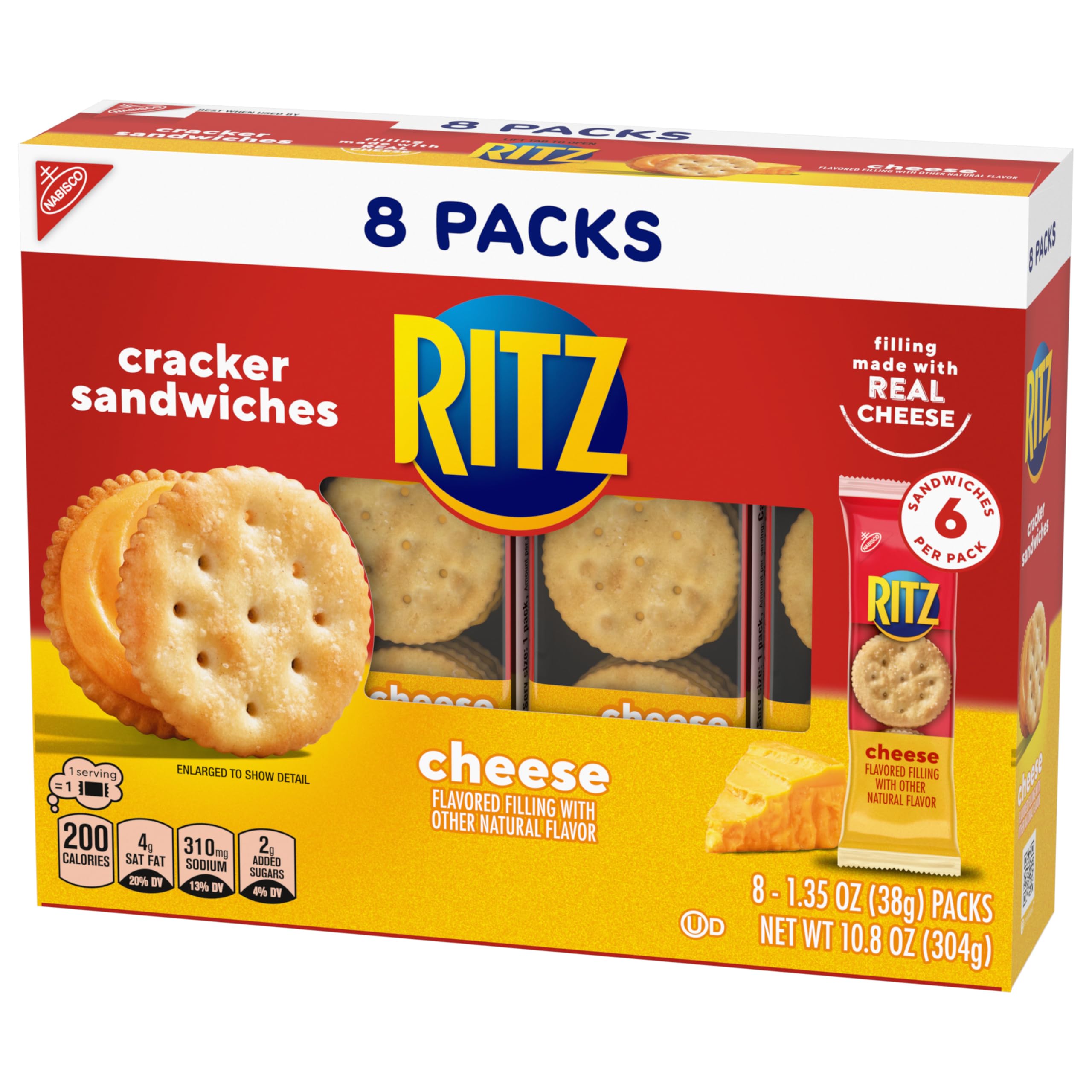 RITZ Cheese Sandwich Crackers, Lunch Snacks, 112 Snack Packs (14 Boxes, 6 Crackers Per Pack) - Image 15