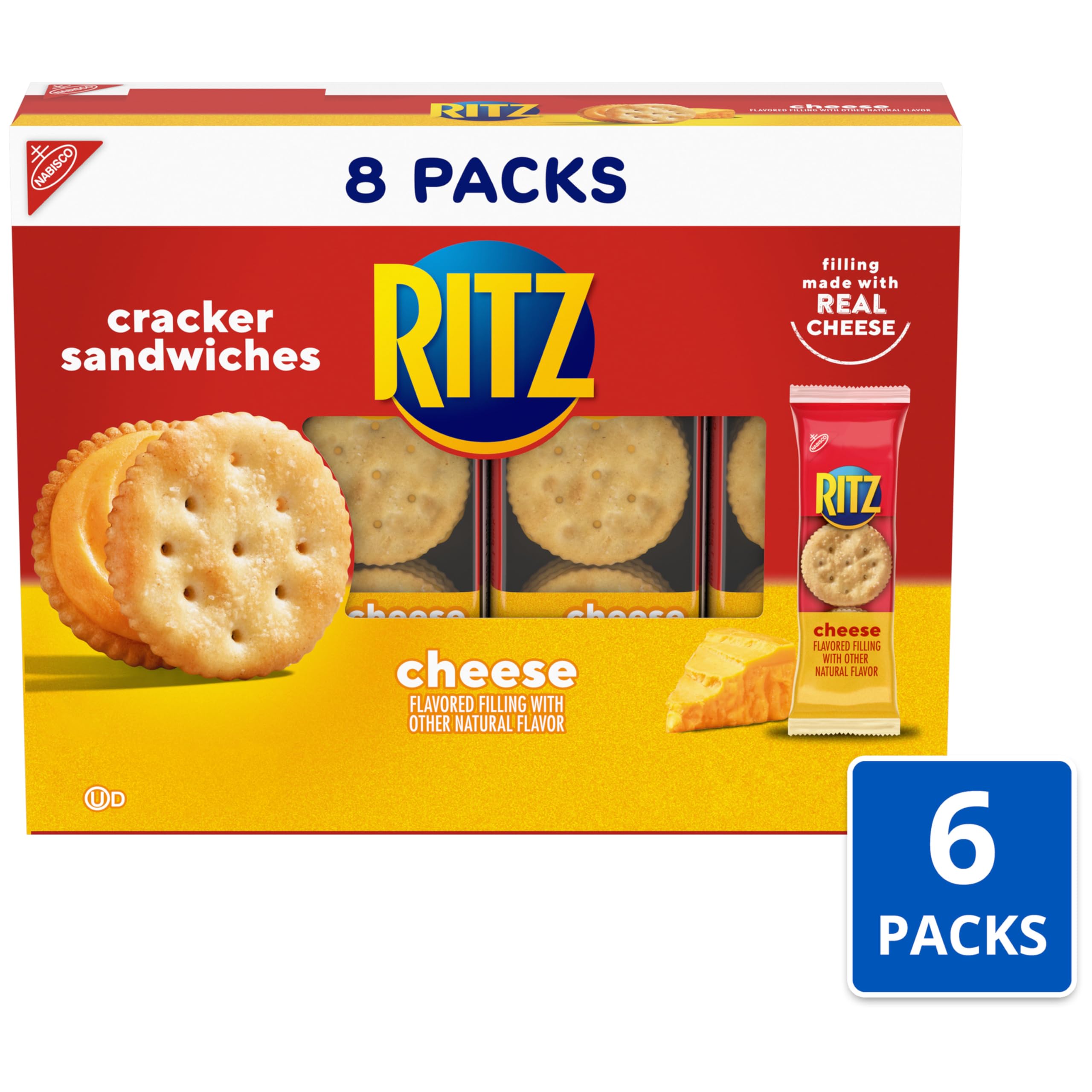 RITZ Cheese Sandwich Crackers, Lunch Snacks, 48 Snack Packs (6 Boxes, 6 Crackers Per Pack) - Image 4
