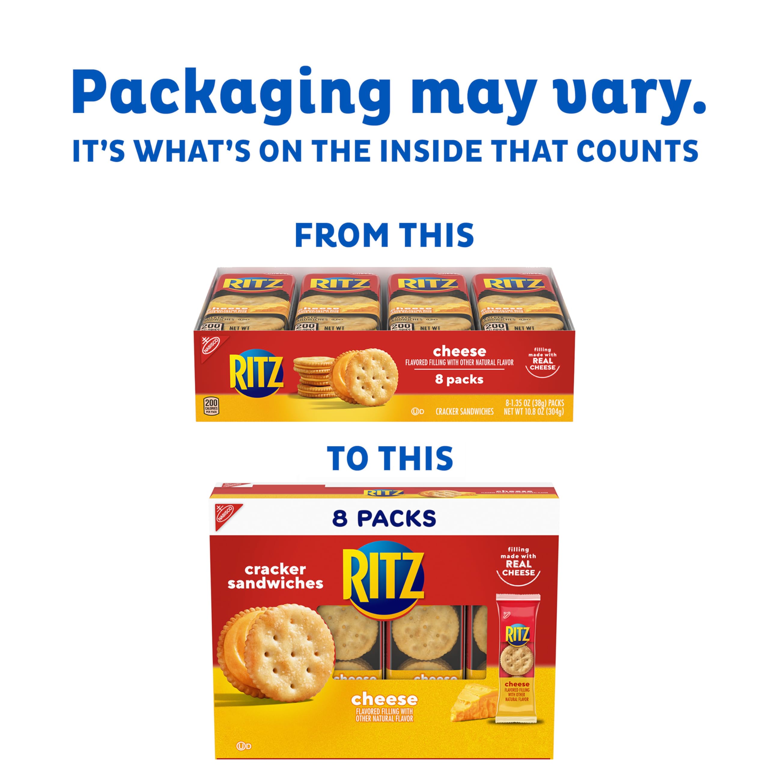 RITZ Cheese Sandwich Crackers, Lunch Snacks, 112 Snack Packs (14 Boxes, 6 Crackers Per Pack) - Image 5