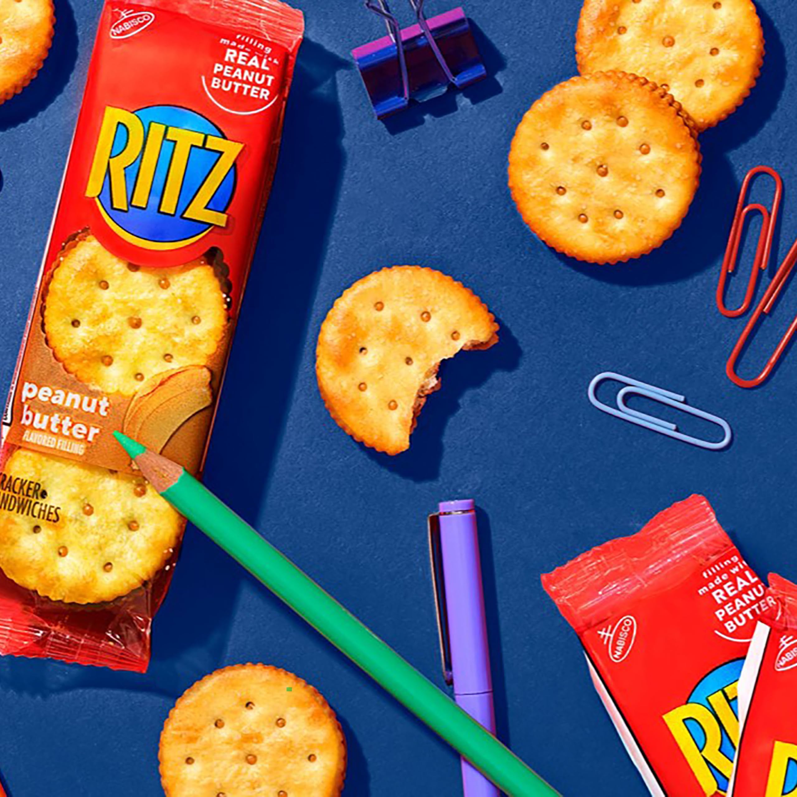 RITZ Peanut Butter Sandwich Crackers, Lunch Snacks, 112 Snack Packs (14 Boxes, 6 Crackers Per Pack) - Image 9