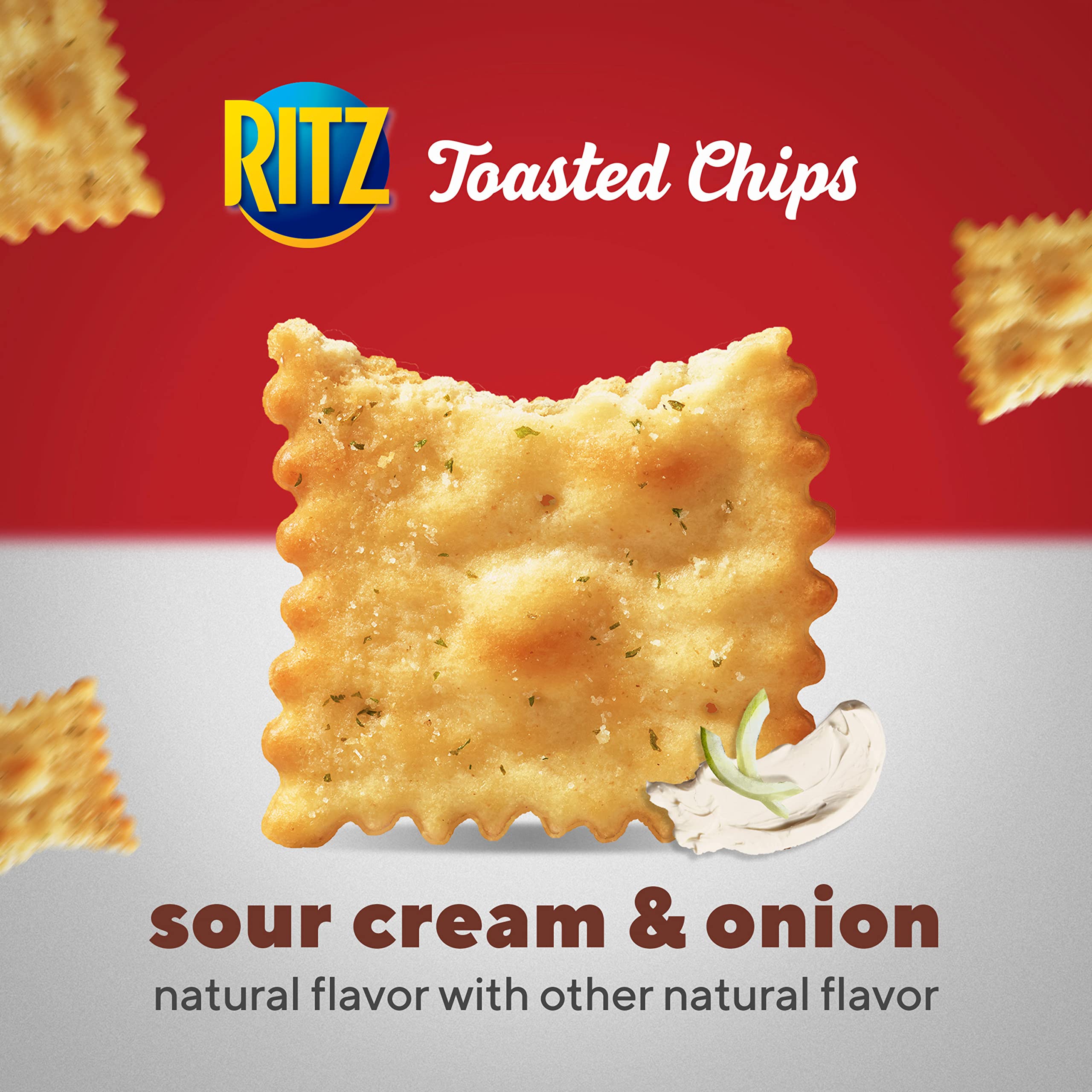 RITZ Toasted Chips Sour Cream and Onion Crackers, Bulk Individual Snacks, 12 Snack Packs - Image 5