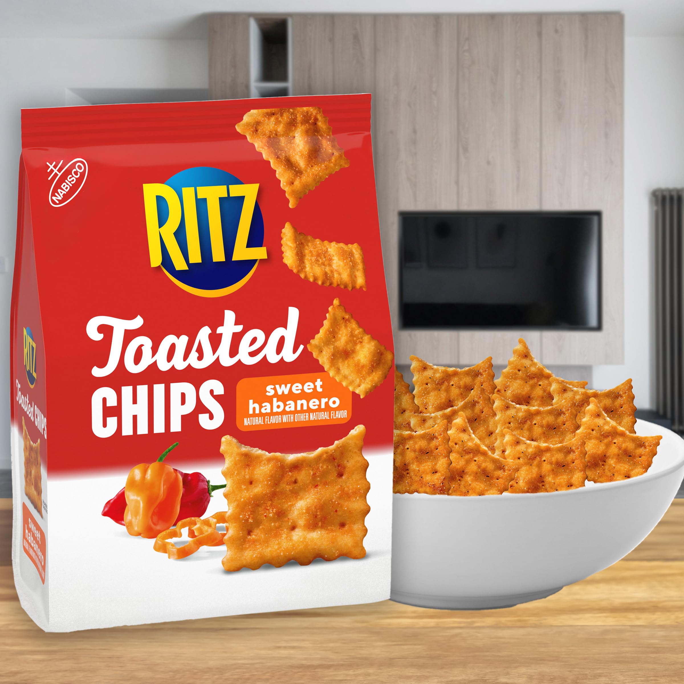 RITZ Toasted Chips Sweet Habanero Crackers, Party Snacks, 8.1 oz - Image 5